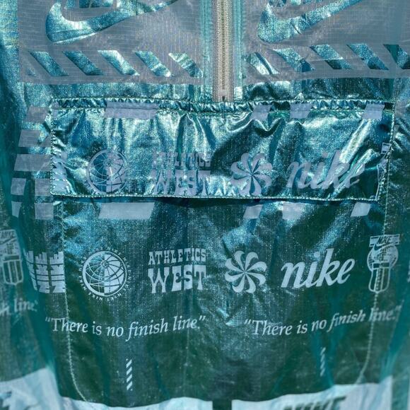 Nike Women's Sportswear Teal Aqua Metallic Half Zip Size Small 914210 Jacket - Picture 6 of 13